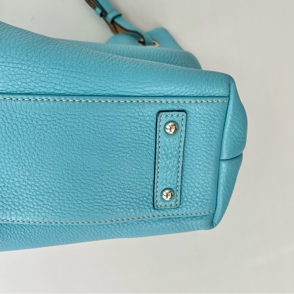 Dooney and Bourke | Light Aqua Blue Leather Portofino Grommet Shopper Tote Bag - Picture 3 of 13